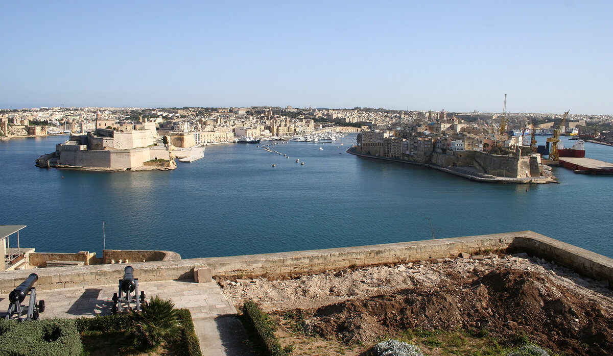 Birgu and Senglea across the Grand Harbour, seen from Valletta